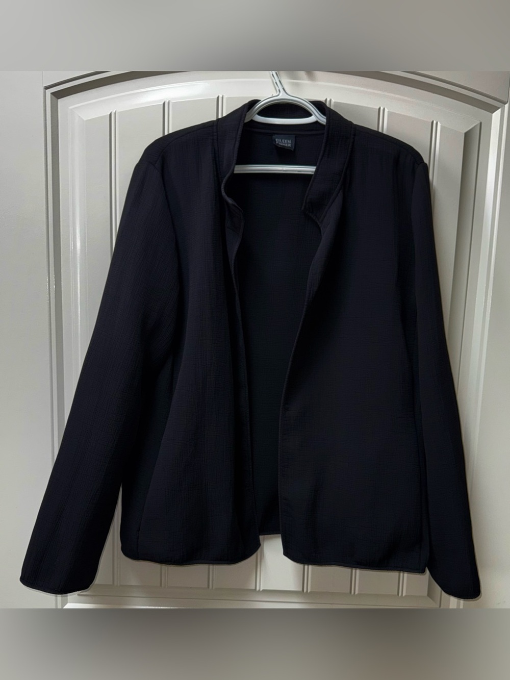 EUC WOMENS LARGE XL (bust 48”) EILEEN FISHER SILK  RAYON TEXTURED TOPPER JACKET